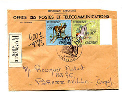 GABON 1974 - Affr.  Sur Lettre Recommandée - Singes - Gabun (1960-...)