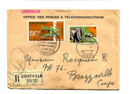 GABON 1968 - Affr.  Sur Lettre Recommandée - Eléphant Europafrique - Gabon