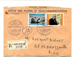 GABON 1972 - Affr.  Sur Lettre Recommandée - Grands Musiciens Noirs De Jazz Sidney Bechet Nat King Cole - Gabón (1960-...)