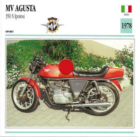 Transports - Sports Moto - Carte Fiche Technique Moto - MV Agusta 350 Ipotesi ( Sport )(Italie 1978) - Sport Moto