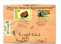 GABON 1971 - Affr.  Sur Lettre Recommandée + Cachet - Eléphant / Minéraux - Gabón (1960-...)