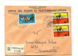 GABON 1972 - Affr.  Sur Lettre Recommandée + Cachet - Télécom / Fleurs - Gabun (1960-...)