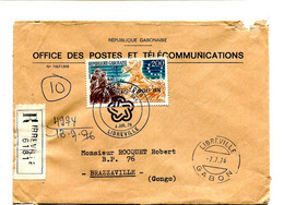 GABON 1976 - Affr.  Sur Lettre Recommandée + Cachet - Bi Centenaire Des Etats Unis - Gabón (1960-...)