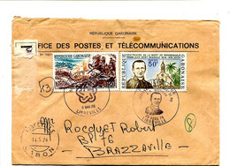 GABON 1976 - Affr.  Sur Lettre Recommandée + Cachet - - Gabon