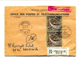 GABON 1975 - Affr.  Sur Lettre Recommandée + Cachet - Poissons Du Gabon - Gabun (1960-...)