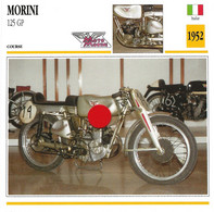 Transports - Sports Moto - Carte Fiche Technique Moto - Morini 125 GP ( Course )(Italie 1952) - Sport Moto