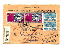 GABON 1974 - Affr. Sur Lettre Recommandée + Cachet - De Gaulle / Aviation - Gabon