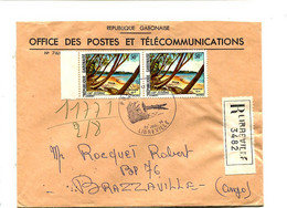 GABON 1974 - Affr. Sur Lettre Recommandée + Cachet - - Gabun (1960-...)