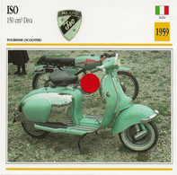 Transports - Sports Moto - Carte Fiche Technique Moto - Iso 150 Cm3 Diva ( Tourisme Scooter )(Italie 1959) - Sport Moto