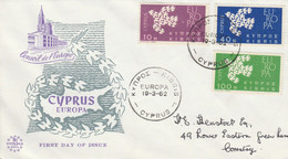 Cyprus Europa Cover To UK Set Of Two 1962 - Usati