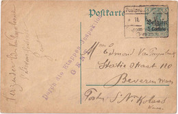 Stamped Stationery Belgium German Occupation 1915 - Stamped In Gent, Sent To St Niklaas - Etappen Inspektion Gent - Occupation Allemande