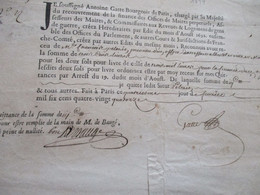 Pièce Signée Antoine Gatte Paris 1694  Reçu Quittance De François Pelerin Assesseur Hôtel Ville Montpellier En L'état - Historische Dokumente