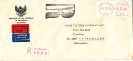 Yugoslavia Registered Cover With Meter Cancel Sent Express Air Mail To Denmark 6-11-1982 Topic Stamps (from The Embassy - Brieven En Documenten