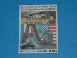 Avion CONCORDE - Autocollant Sticker -NEW-YORK PARIS 21 Mai 1987 60ème Anniversaire LINDBERGH Tour Eiffel Statue Liberté - Aufkleber