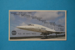 Avion CONCORDE - Autocollant Sticker - AIR FRANCE Kuoni TOUR DU MONDE 1988 Honolulu Bali Singapour Dehli Fiji Las Vegas - Aufkleber