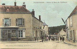 - Loiret -ref-A810- Pithiviers - Place Et Rue De L Abbaye - Petit Plan Voiture A Chien - Voitures A Chiens - Magasin - - Pithiviers