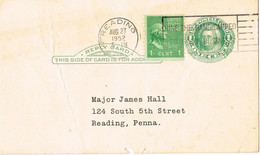 43143. Entero Postal READING (P.A) 1952, Correo Interior. Martha Washington - 1941-60
