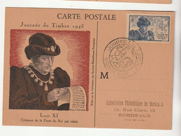Carte Illustrée Journée Du Timbre 1945, Bordeaux, Louis XI - Brieven En Documenten