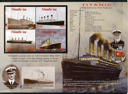 Tonga - Niuafo'ou 2012 Titanic Large Perf Sheetlet Containing 4 Values Unmounted Mint - Tonga (1970-...)