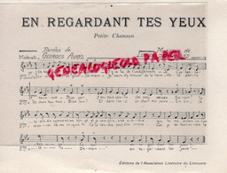 87- LIMOGES- PARTITION MUSIQUE CARTONNEE GEORGES AVRYL-LUCIEN DEBERNARD- EN REGARDANT TES YEUX -LIMOUSIN - Partituras