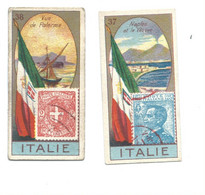 Chromo X 2 Italie Italia Italy Drapeau Timbre Flag Stamp  2 Scans Rare 60 X 30 Mm Pub: Victoria - Victoria