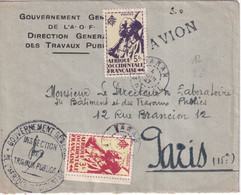 1947 - AOF / SENEGAL - ENVELOPPE Par AVION Du GOUVERNEMENT GENERAL à DAKAR => PARIS - Lettres & Documents