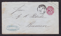 Germany - Wurttemberg: Stationery Cover, Stuttgart To Bremen (damaged, See Scan) - Wurttemberg