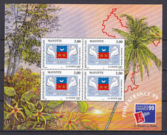 CF-YT-50 – MAYOTTE – BLOCKS – 1999 – PHILEXFRANCE 99 - Y&T # 1 MNH 12 € - Blocs-feuillets