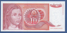 YUGOSLAVIA - P.103 – 10 Dinara 1990 - UNC, Prefix AH 0980445 - Yugoslavia