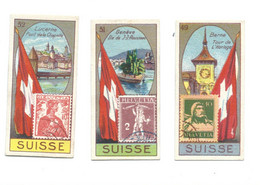 Chromo X 3 SUISSE Swiss Schweizerisch Drapeau Timbre Flag Stamp 2 Scans Rare 60 X 30 Mm Pub: Victoria - Victoria
