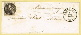 10C Médaillon Arrondi (10A) Oblitéré P148 De WALCOURT 8 AVR 1859 Sur Lettre - 1858-1862 Medallions (9/12)