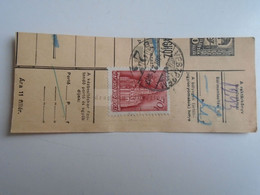 D187431    Parcel Card  (cut) Hungary 1941 Veszprém - Kapuvár - Paquetes Postales