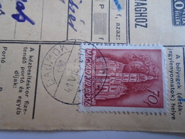 D187432    Parcel Card  (cut) Hungary 1941 Bajmok  Бајмок  (Serbia)  -Kapuvár - Pacchi Postali