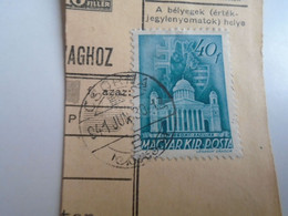 D187435   Parcel Card  (cut) Hungary 1941 CSORNA  -Kapuvár - Postpaketten