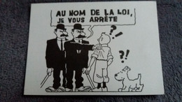 Delcampe - CPSM BD BANDE DESSINEE TINTIN  DUPONT DUPOND MILOU AU NOM DE LA LOI JE VS ARRETE  HERGE - Comicfiguren