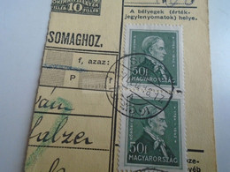 D187440    Parcel Card  (cut) Hungary 1937  SÜMEG- Budapest - Colis Postaux