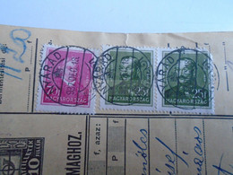 D187456       Parcel Card  (cut) Hungary 1937  NYÁRÁD - Pacchi Postali