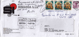 PALERMO /  Città -  Cover_ Lettera -  Castelli (bobina) Lire 650 + 50 X 3 - 1991-00: Storia Postale