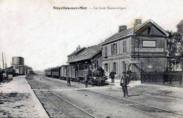 DEPT 80 NOYELLES SUR MER  LA GARE ECONOMIQUE  TRES  BELLE  ANIMATION 9X14 REIMPRESSION DE CARTES ANCIENNES - Noyelles-sur-Mer