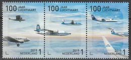 Nederland NVPH 3736a-c Strip 100 Jaar Luchtvaart In Nederland 2019 Postfris MNH Netherlands Aviation - Nuevos