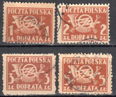 Poland 1945 - Postage Due - Mi.100-103 - Used - Postage Due