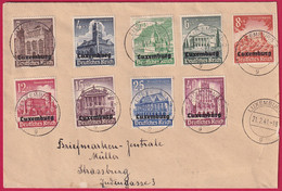 LUXEMBOURG 2 1941 TIMBRE ALLEMAND SURTAXE SURCHARGE LUXEMBOURG POUR STRASBOURG LETTRE COVER FRANCE - 1940-1944 German Occupation