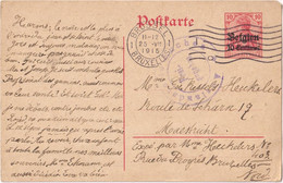 Stamped Stationery Belgium German Occupation - Sent From Brussel Bruxelles To Maastricht - Deutsche Besatzung