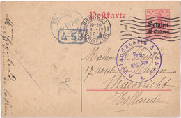 Stamped Stationery Belgium German Occupation - Sent From Brussel Bruxelles To Maastricht - Occupation Allemande