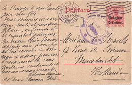 Stamped Stationery Belgium German Occupation - Sent From Brussel Bruxelles To Maastricht - German Occupation