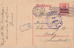 Stamped Stationery Belgium German Occupation - Sent From Brussel Bruxelles To Amby Maastricht - Ocupación Alemana