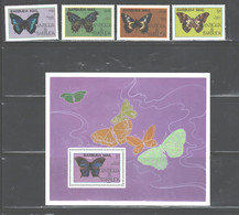 BARBUDA-MAIL OVPT.1985 "BUTTERFLIES" #714 - 717 & MS#718 MNH C.V. $102.00 - Antigua And Barbuda (1981-...)