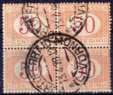 Regno D'Italia (1890) - Segnatasse 50 Cent. In Quartina Ø - Strafport