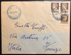 ITALIE WWII Lettre Italie Occupation Basa Atlantica Bordeaux Sassone N° 6 & 10 X2  Obl 29 /3 /1944 Su Busta Mar TTB & RR - Marcofilie