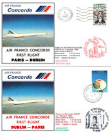 Concorde Dublin Paris 1981 A/R - 1er Vol Inaugural Flight Air France - Bhaileatha - Eire Irlande - Storia Postale